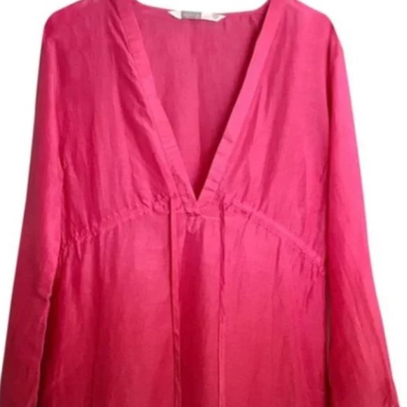 Athleta Ombre Pink to Red silk-blend Swimsuit Coverup with Drawstring - Picture 2 of 5